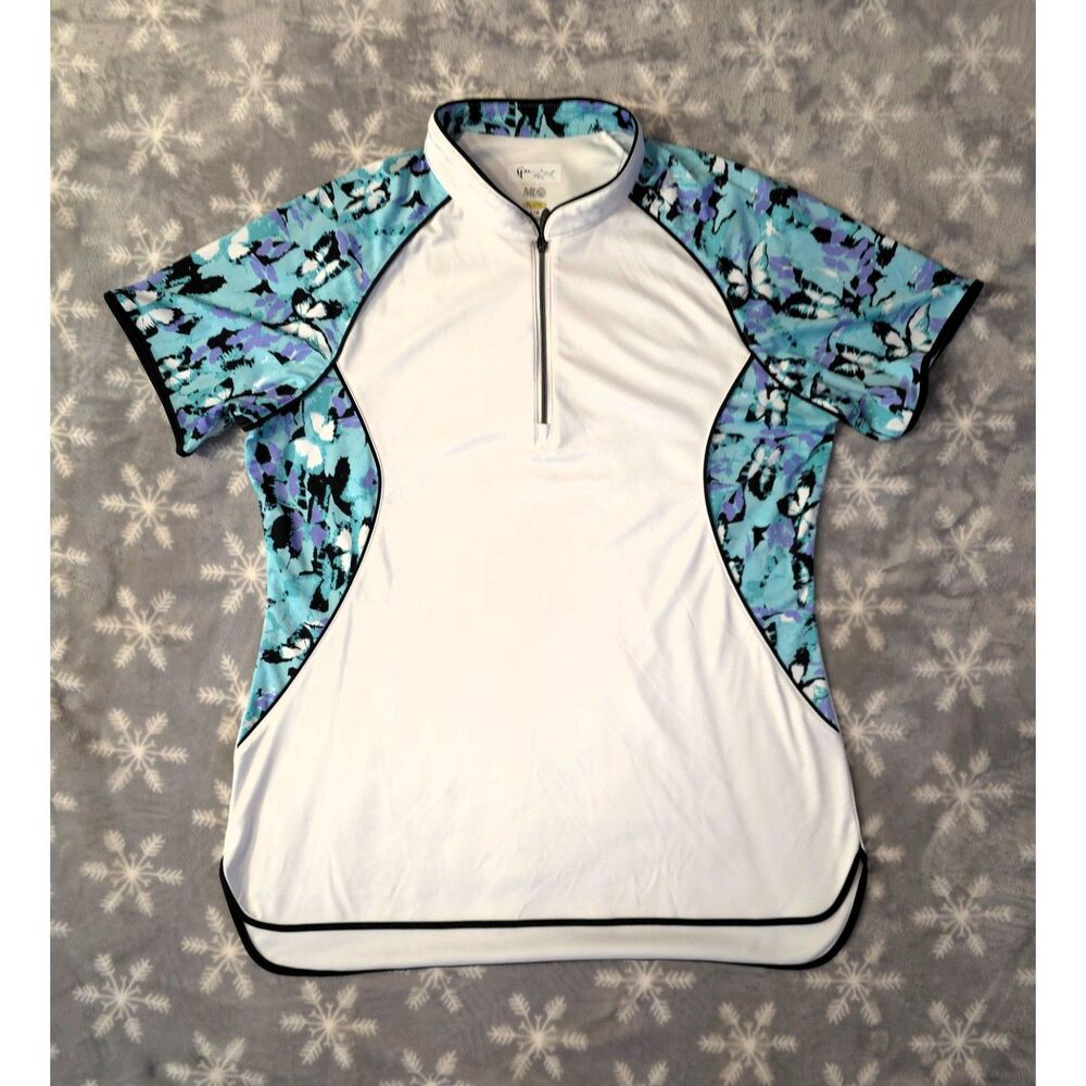 Greg Norman ML75 Butterfly Camo 1/4 Zip Golf Top - Womens L